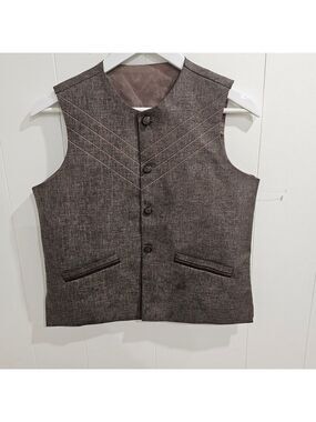 Sahab Brown Chevron Stitch Formal Waistcoat Vest NWOT